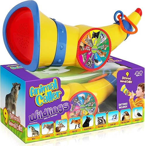 Llamador de animales para niños, juguete al aire libre para niños de 3, 4, 5, 6, 7 años, regalo de cumpleaños con 9 sonidos de animales reales,