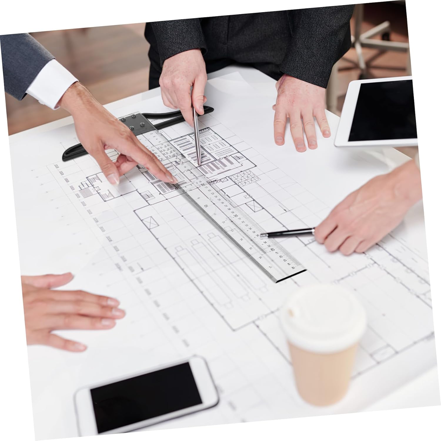 Gadpiparty 2pcs Square Drafting Ruler Metric and Slide Ruler for Woodworking Precision Square