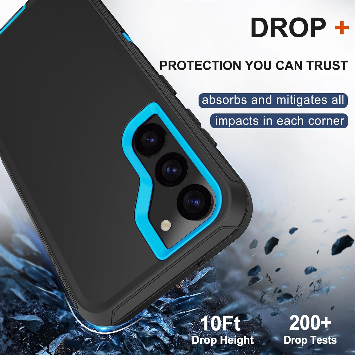 for Samsung Galaxy S23 Case with Belt Clip Holster, 2 x Screen Protector, Heavy Duty Military Grade Full Body Shockproof Dust-Proof Rugged Protective Cover for Samsung S23 5G (Black Blue) image 4
