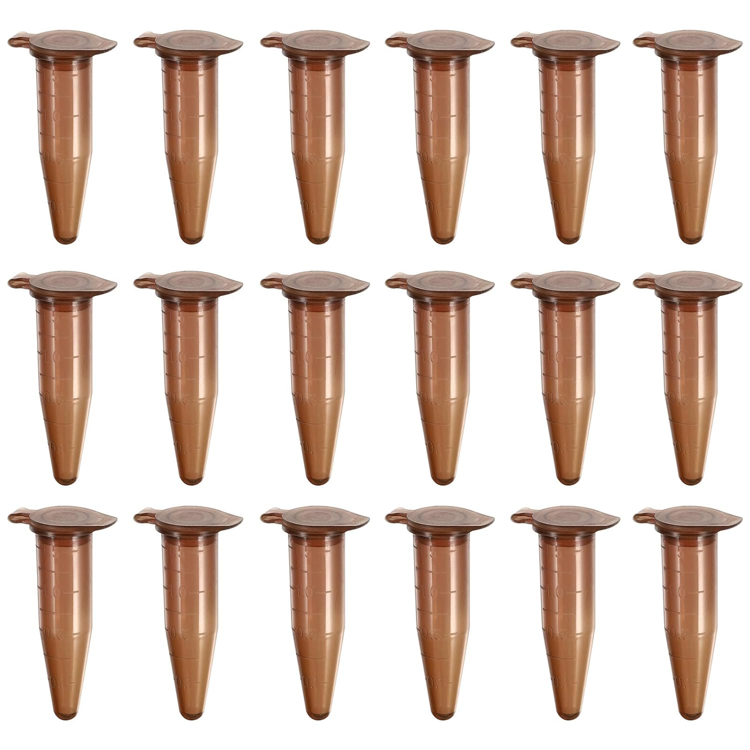 500pcs 1.5ml Brown Microcentrifuge Tubes with Graduated Marks, High Temperature Resistant Plastic Conical Vials for Laboratory and Scientific Sample Testing