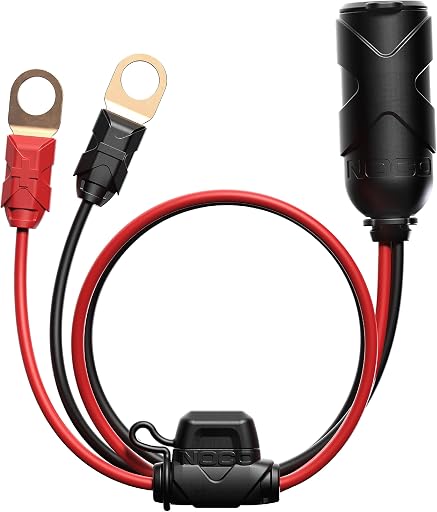 NOCO GC018 15A 14AWG 12V Adapter, Heavy-Duty Cigarette Lighter Plug, and Female Socket with Eyelet Terminals
