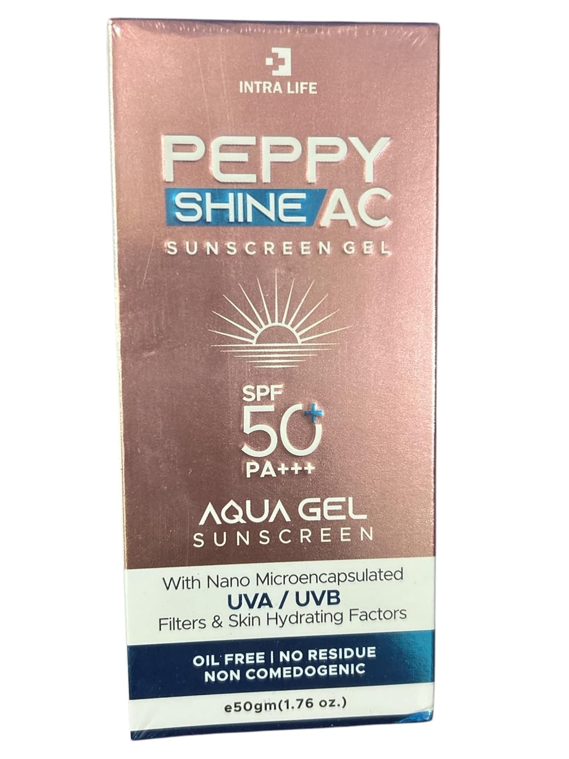Peppy Shine AC Sunscreen Gel, SPF 50+ PA+++, Oil-Free Aqua Gel with UVA/UVB Protection, 50g