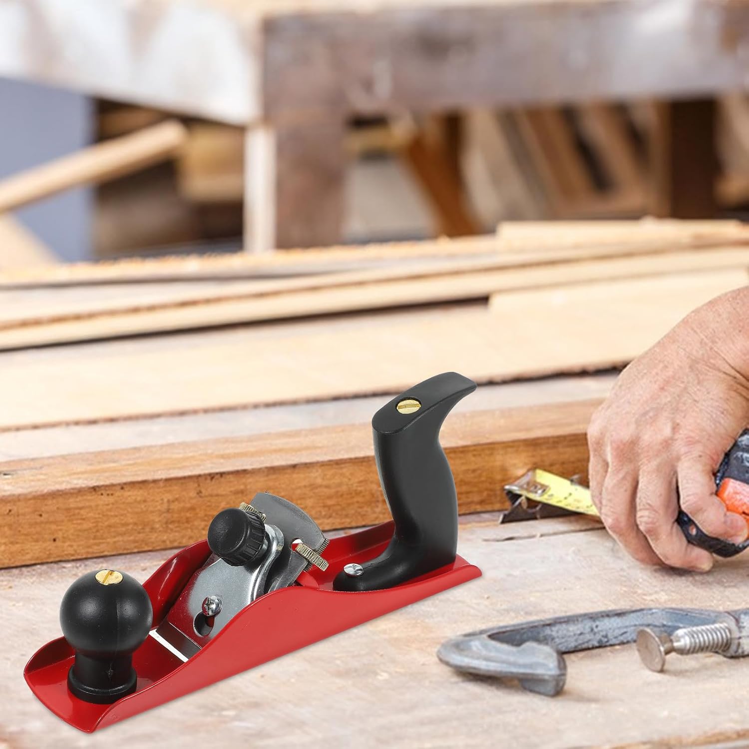 Steel Spokeshave Woodworking Hand Tool, Household Wood Craft Planer for Precision Trimming and Smoothing, Metal Carpenter Plane for Wood Cutting and Crafting, Random Color