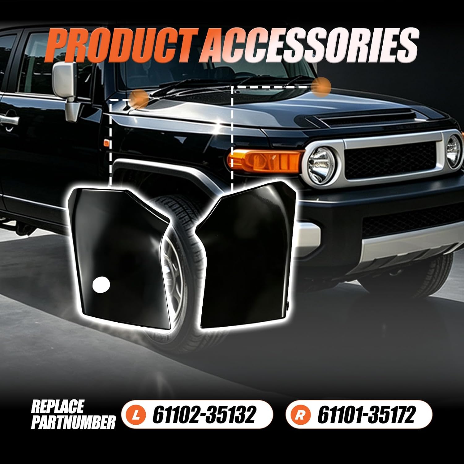 Front Fender Filler Panel Replace 61102-35132 61101-35172 for Toyota FJ Cruiser 2007-2014 (Left)