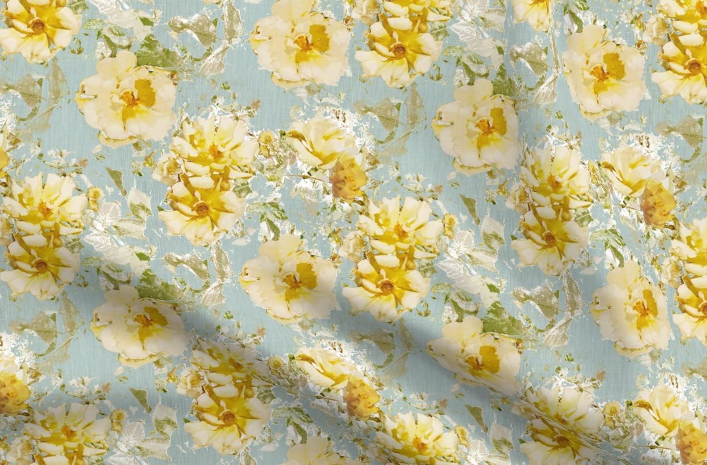 Spoonflower Fabric - Shabby Rose Vintage Floral Chic Botanical Wedding Spring Rustic Printed on Organic Cotton Sateen Fabric by The Yard - Sewing Quilting Apparel Home Decor