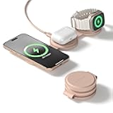 Satechi OntheGo™ 3 in 1 Wireless Charger, Qi2 Portable Charger with 15W Fast Charging for iPhone 17 to 12 series, 5W for Apple Watch, and 5W for AirPods, Magnetic Travel Charging Station – Desert Rose