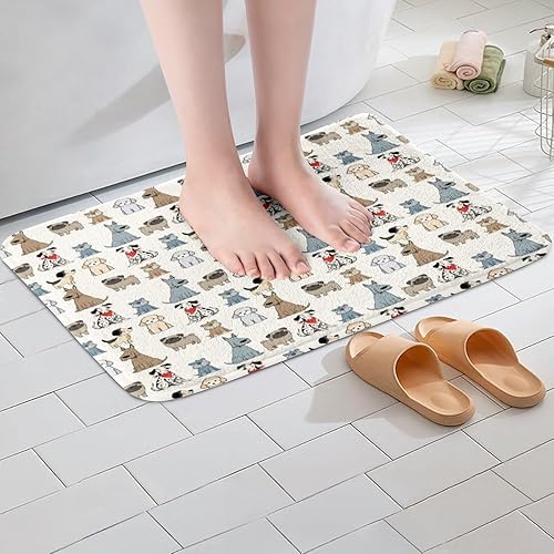 Miniatura 2 de Erosebridal Lindas alfombras de baño para perros, diseño de cachorro de carlino de dibujos animados para niñas y niños, alfombras de baño para