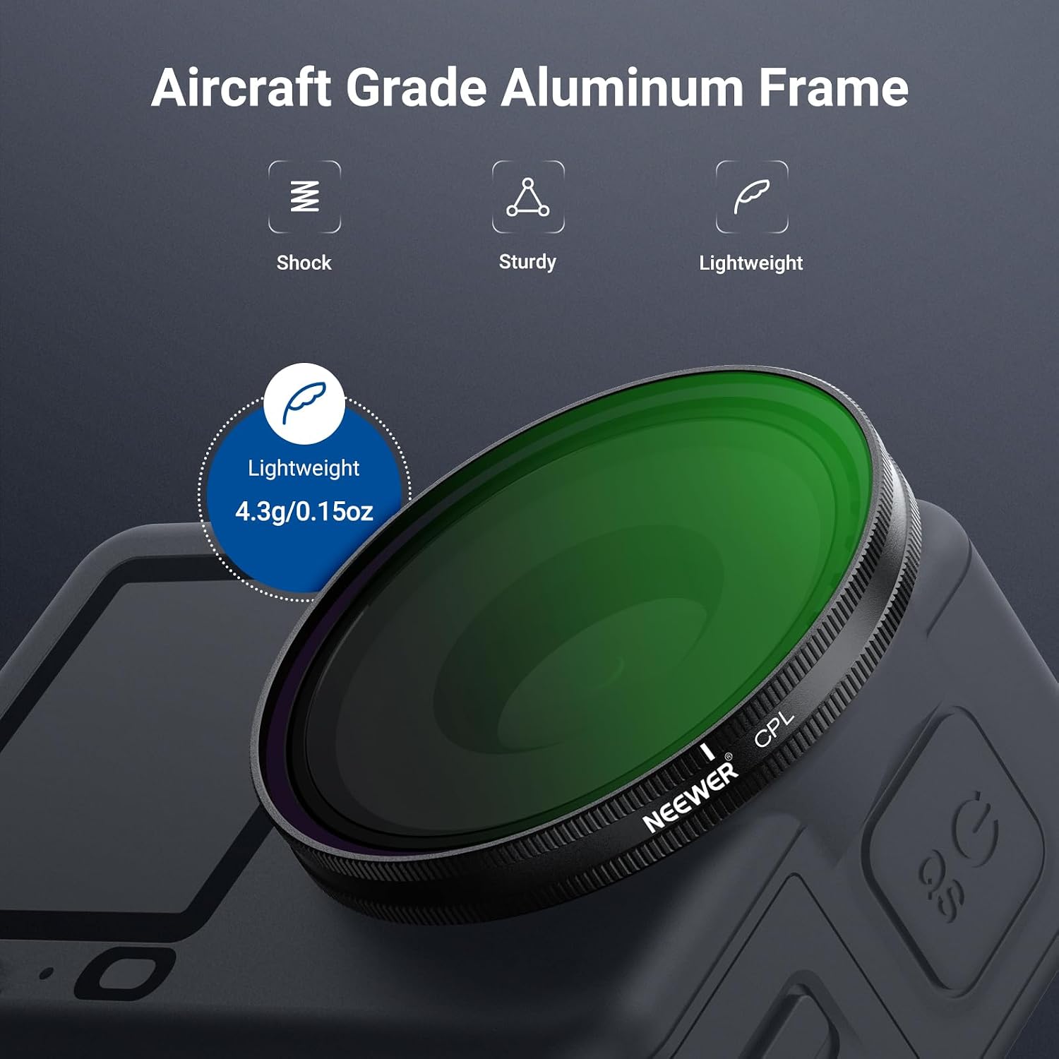 NEEWER CPL Filter Compatible with DJI Osmo Action 6 Only, Snap On Multicoated HD Adjustable Circular Polarizing Polarizer Action Camera Photography Accessories, FL-B42