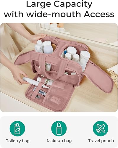 Miniatura 3 de BAGSMART Neceser de viaje, bolsa de viaje ligera y grande de apertura amplia para mujeres, bolsa organizadora de cosméticos con asa para accesorios,