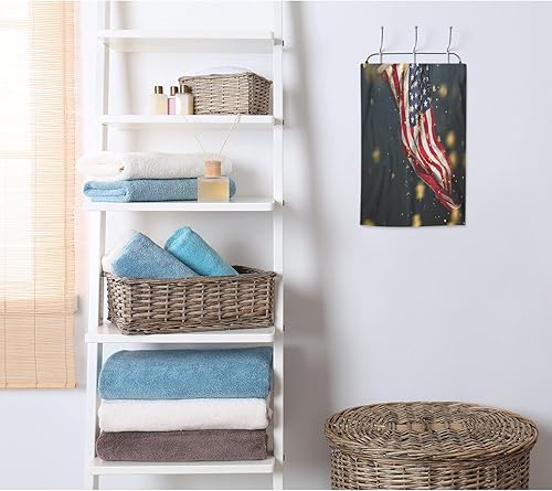 Miniatura 4 de AOYEGO Toallas de baño con bandera estadounidense de águila calva, estrellas y bandera nacional, toallas de mano para cocina, decoración de baño,