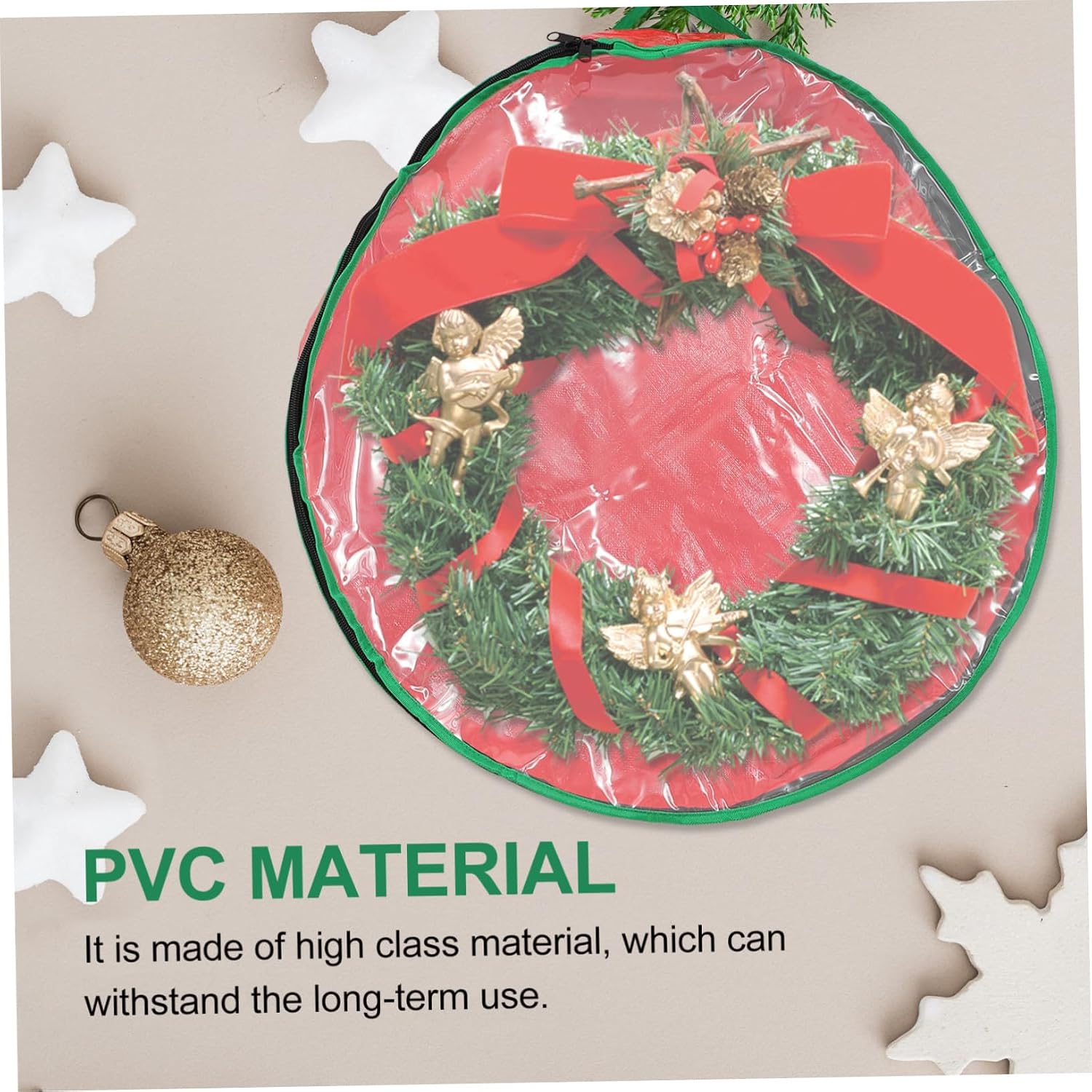 Levemolo 1pc Xmas Wreath Storage Bag Holder with Clear Window Festival Storage Material for -Term Use for Holiday Decor Organization