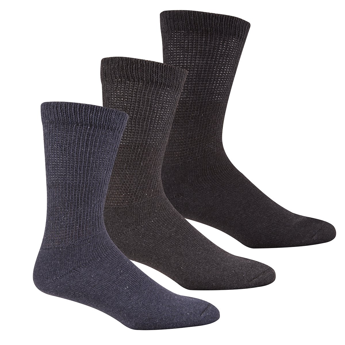 Metzuyan Men's Assorted - 6 Pairs Diabetic Socks - Gentle Grip Non Elastic Loose Top 6-11 Assorted 6 Pair