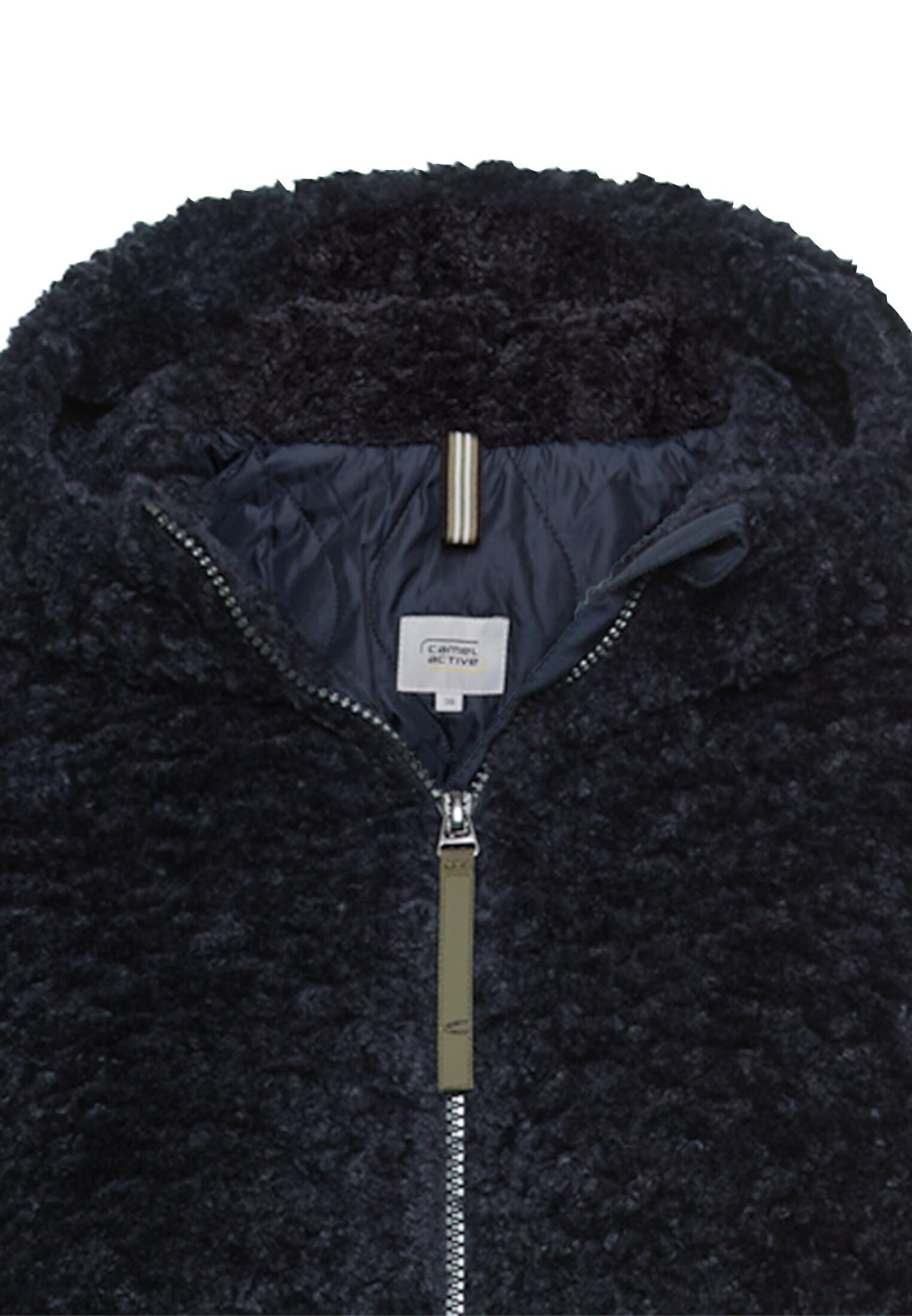 camel active Damen Teddyfell Mantel lang mit Frontzipper & Kapuze
