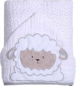 Toalha de Banho Soft Papi Friends com Capuz Bord. 90Cm X 75Cm, Branco/Cinza