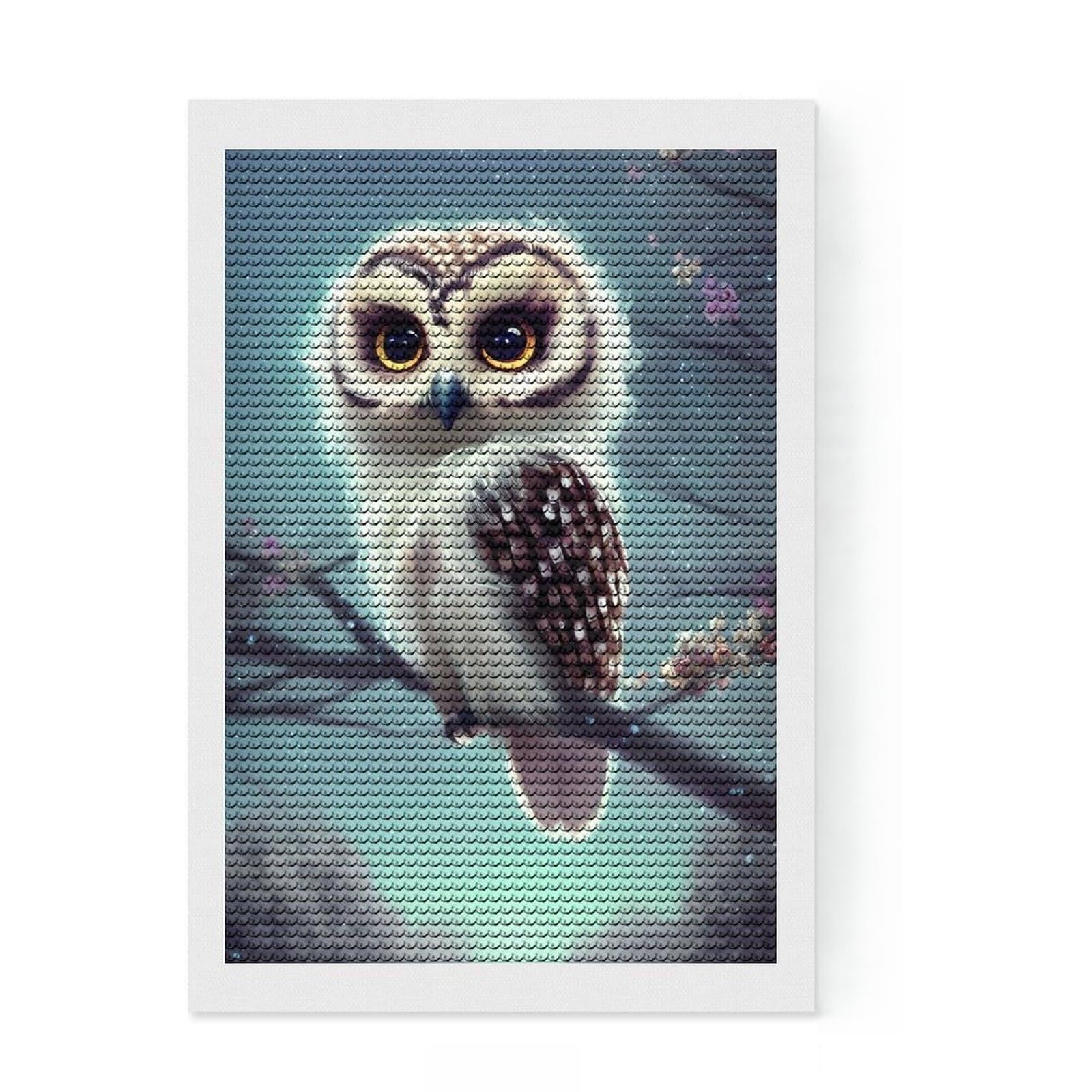 Junmoney Cute Owl on A Branch Diamond Painting Kit 8"x12", Gift Idea, Stress Relief Craft, DIY Craft, Farmhouse Decor, Vintage Style Decor