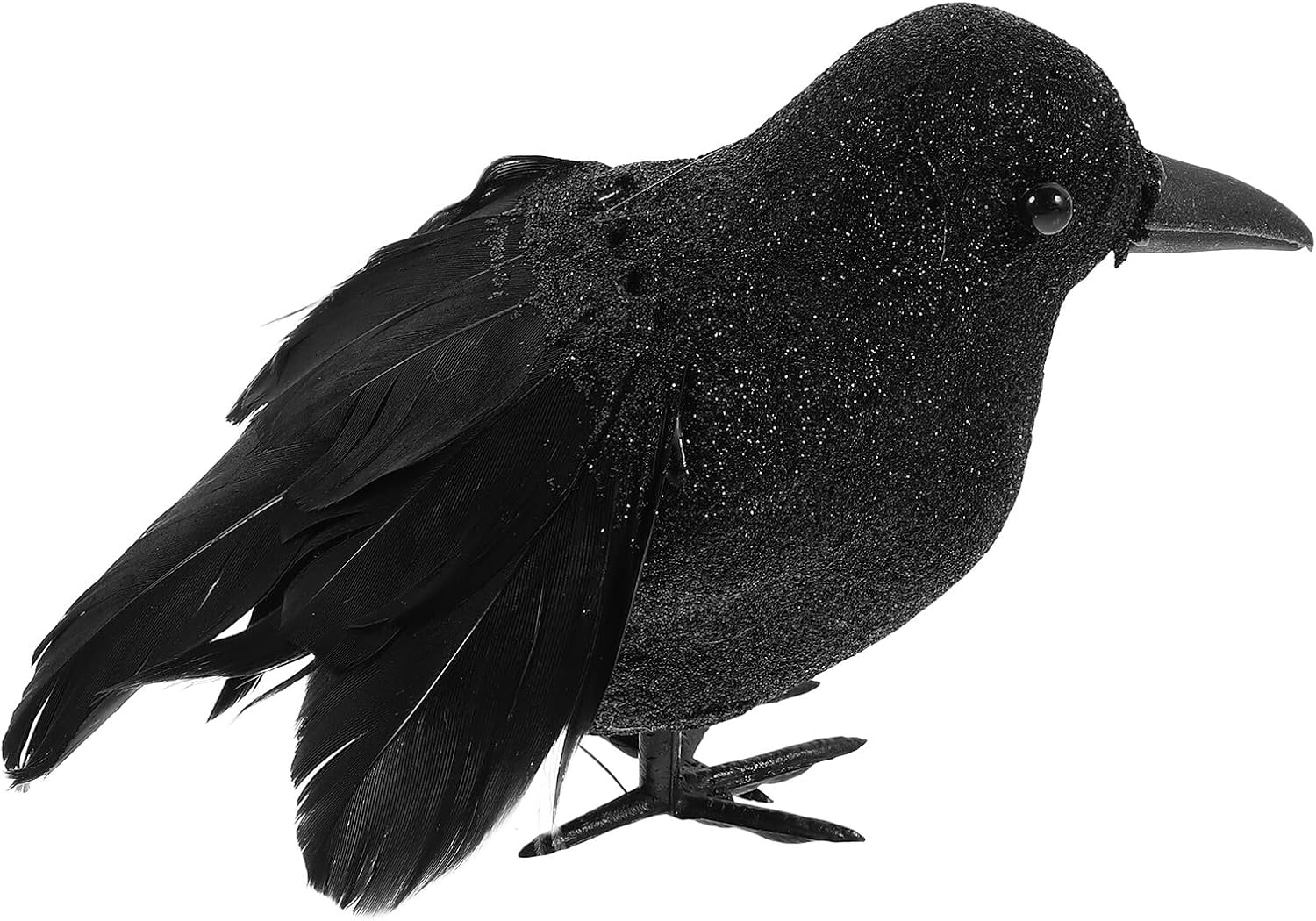 OSALADI Realistic Crow Figurine Set 6 Pieces, Artificial Fake Crows for Halloween Haunted House Decoration, Outdoor Garden Miniature Statue Prop