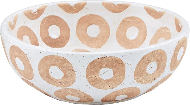 Mud Pie White Terracotta Bowl, Small, 3 1/2" X 10" Dia