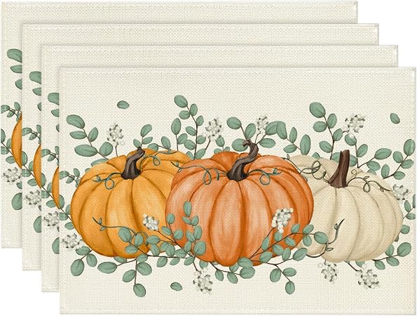 Amazon.com: Artoid Mode Orange Pumpkins Eucalyptus Leaves Fall ...