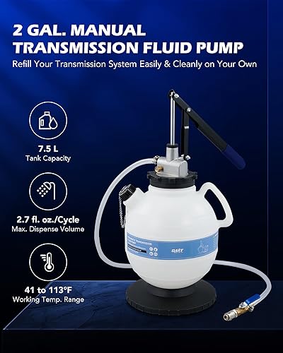 Miniatura 4 de Orion Motor Tech Bomba de fluido de transmisión de 7.5L, kit de recarga manual ATF de 2 galones, bomba manual de líquido de transmisión automotora,