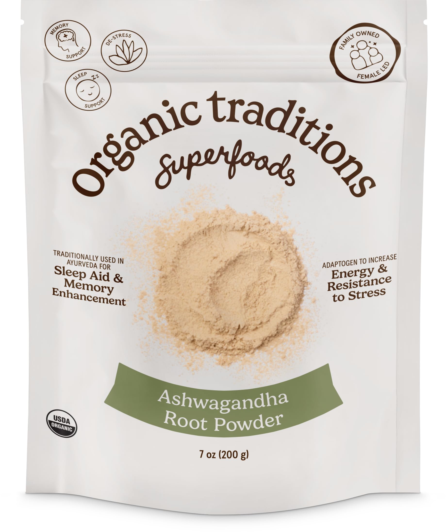 Organic Traditions Ashwagandha Root Powder | USDA Organic | Traditional Ayurvedic Herb for Stress Support, Energy & Sleep | 7 oz (200 g)
