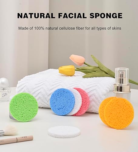 Miniatura 3 de 50 esponjas faciales comprimidas para esteticistas, esponja facial de celulosa 100% natural para limpieza facial, masaje, exfoliación de poros,