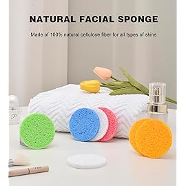 METUUTER 50 PCS Compressed Facial Sponges for Estheticians- 100% Natural Cellulose Face Sponge Spa Sponges for Face Cleansing, Massage, Pore Exfoliating, Mask, Makeup Removal