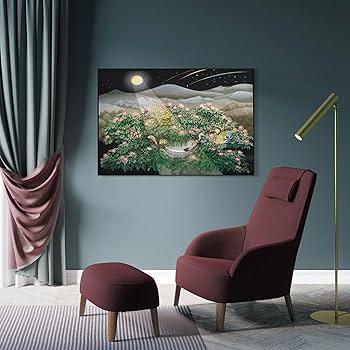 Amazon.co.jp: 藤城清治 ねむの木の子守歌 絵画 ポスター 工芸品