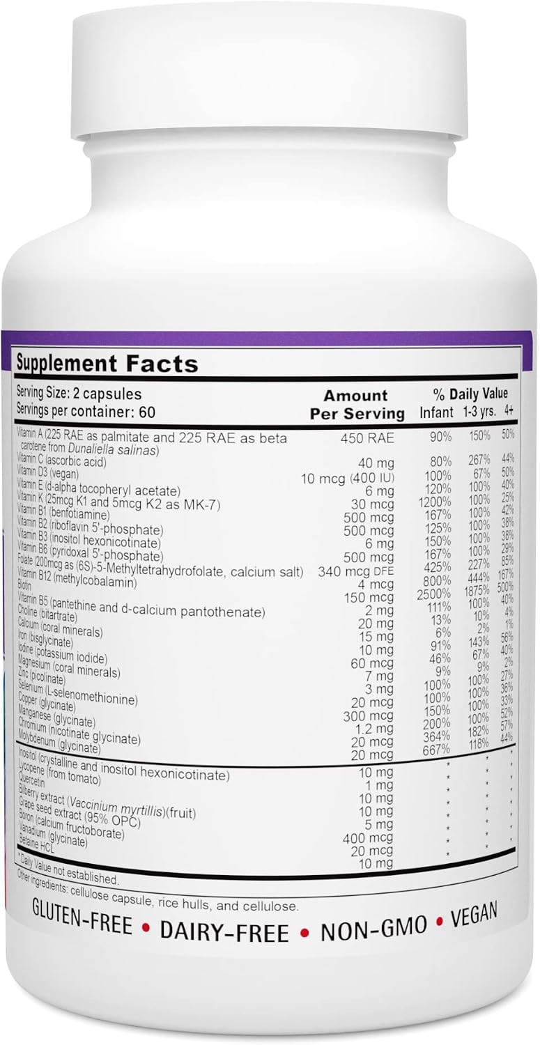 Wellness Resources Super Mini-Multi - Children's Multivitamin Swallowable Capsules with Methyl Folate, Methyl B12 and Coenzyme B Vitamins for Growth, Focus, Brain Health (120 Capsules)