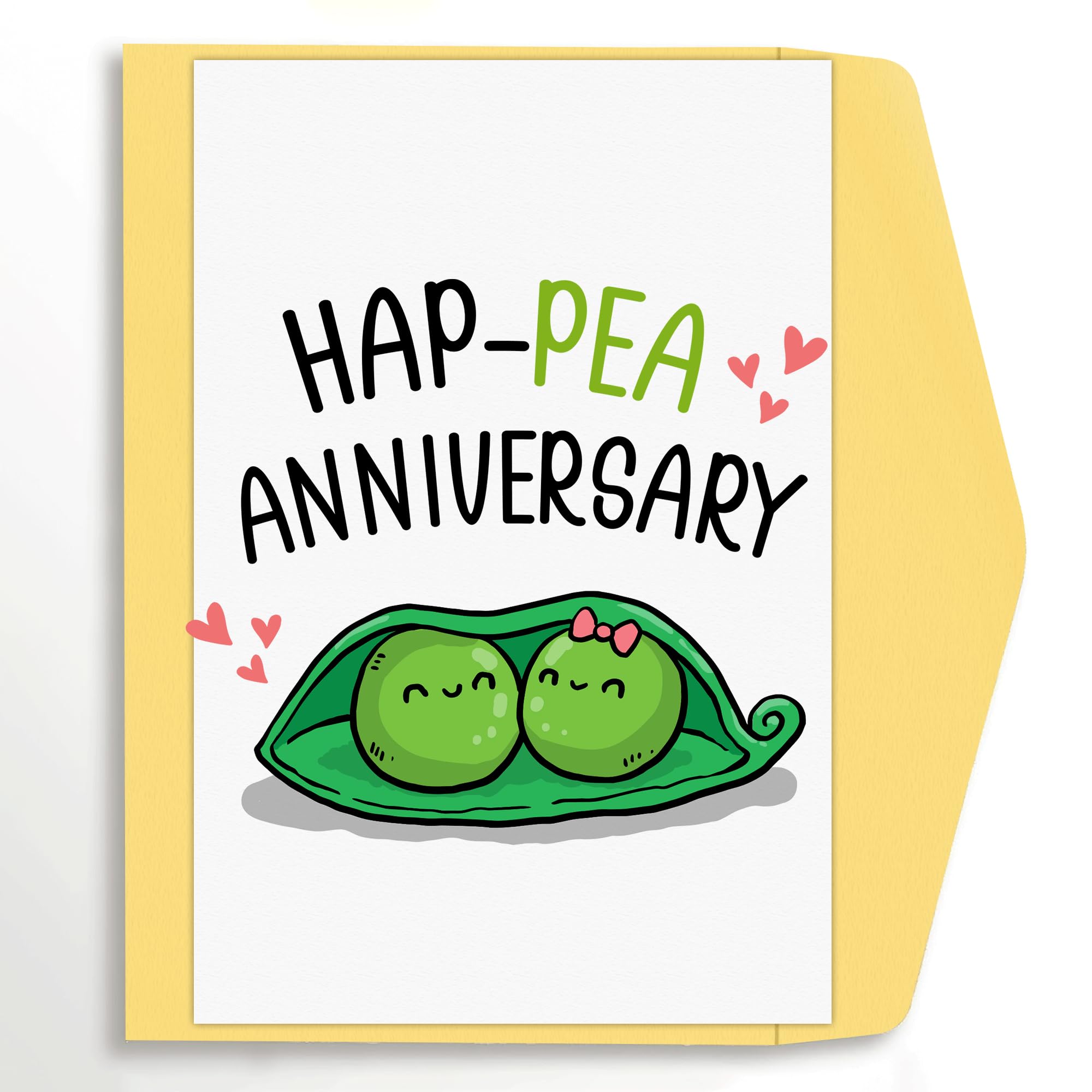 popmazingAnniversary Card For Couple - Anniversary Card For Son And Daughter In Law - 'HAP-PEA Anniversary' - Wedding Anniversary Card Husband Wife - 5 x 7 inches