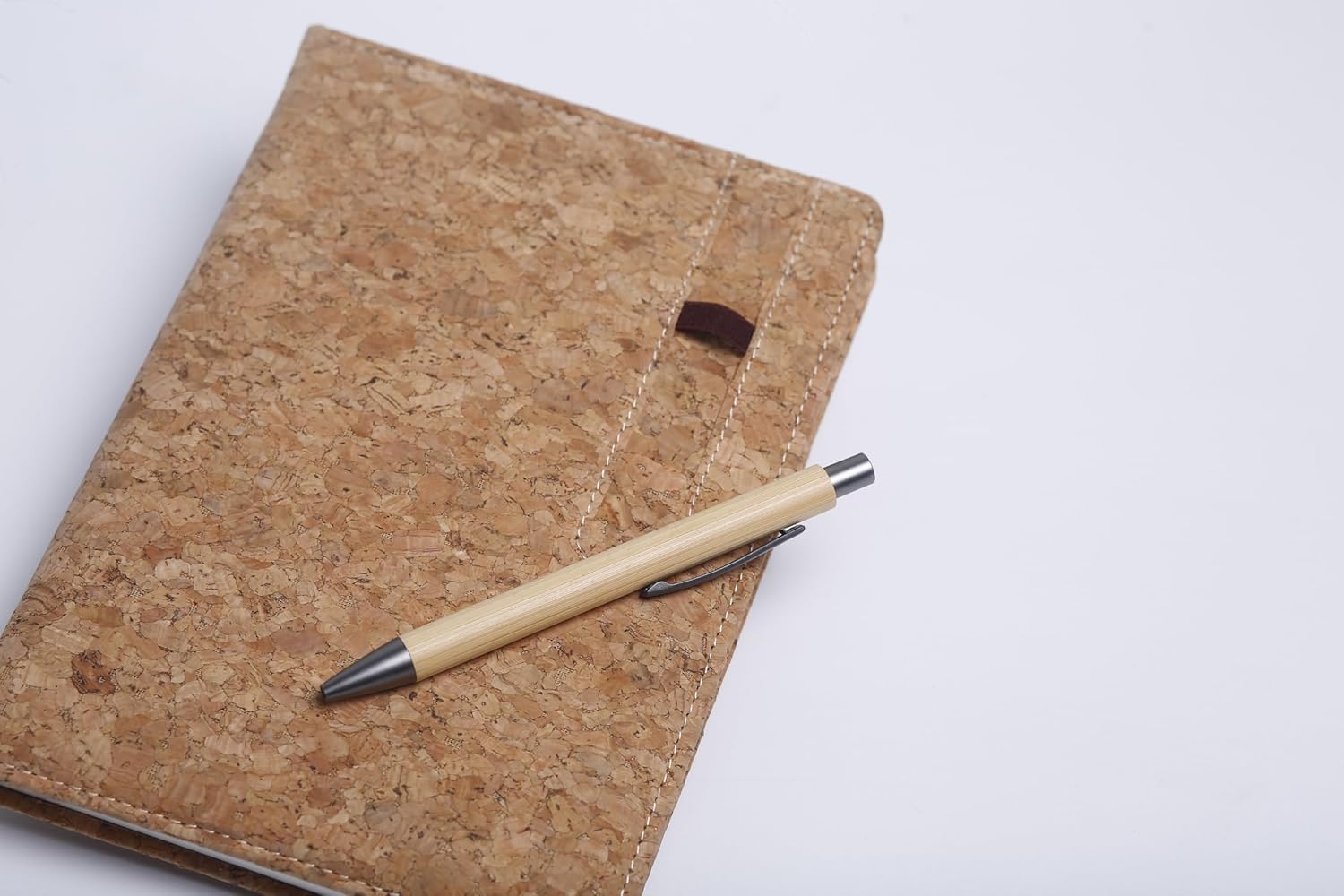ECORA 100% Recycled Eco-friendly Writing Notebook, Diary, Journal with Loop and Bamboo Pen | Lined, Hardbound, Smooth Cork Cover (192 Pages) | Premium Gift Stationary for School/College/Office Work      Hardcover