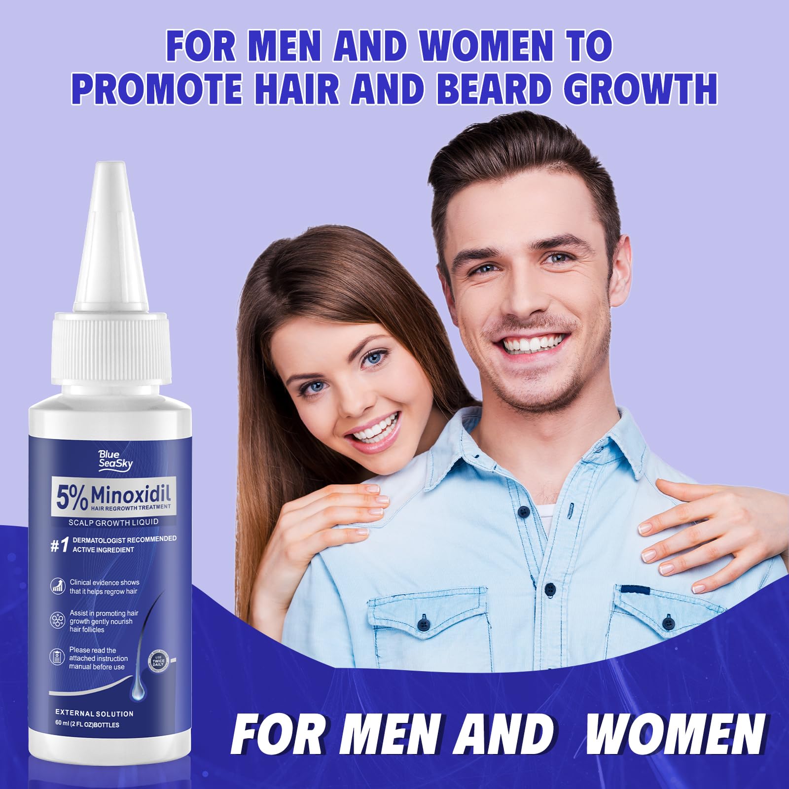 5% Minoxidil Hair Regrowth Serum with Biotin & Rosemary Oil, Unscented 4-Pack