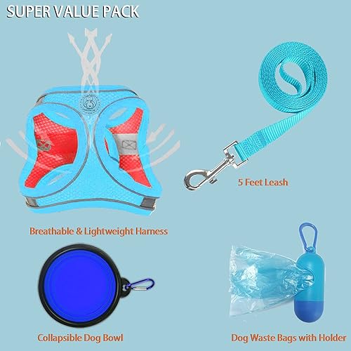 Miniatura 5 de LMOBXEVL Arnés para perros pequeños, arnés para cachorros y correa para caminar a prueba de escape, cómodo arnés de malla de aire para perros con