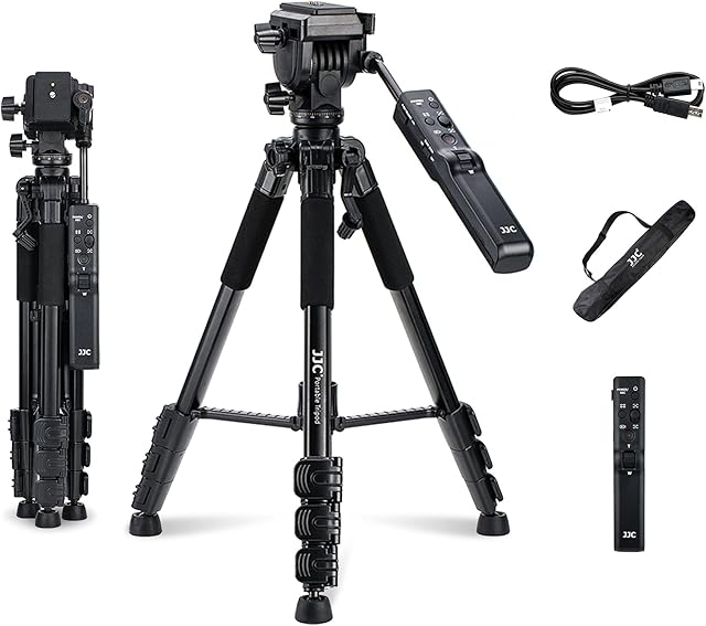JJC Camera Tripod, Camera Stand Replaces Sony VCTVPR1 with Remote Control for Sony DSLR,60 inch Lightweigt Aluminum Travel Tripod with Carry Bag for DSLR Camera.