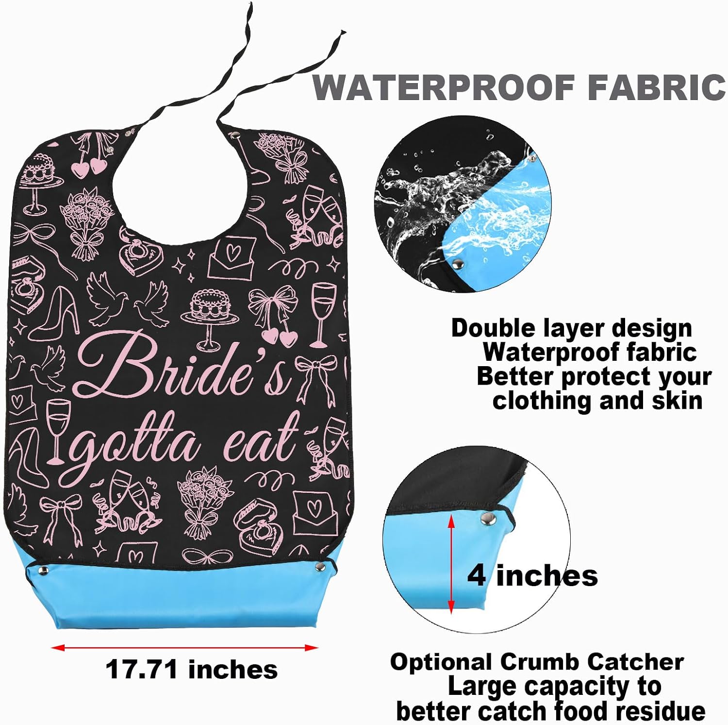 JNIAP Bride Wedding Bib Bride's Gotta Eat Gifts Bride Bib For Wedding Day Bridal Shower Gift Bridal Clothing Protector
