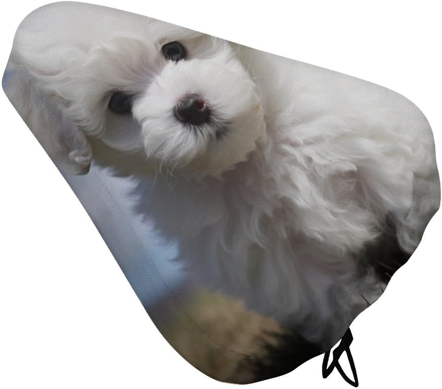 Bichon Frise Dog Bike Seat Cover Water-Repellent Exercise Bike Seat Cushion Bicycle Saddle Cover with Drawstring Rain Snow Dust Covers for City Mountain Road Biking