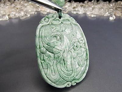 Amazon | 石街 鳳凰 彫り 良質 ひすい 本翡翠 天然石 ネックレス 高貴