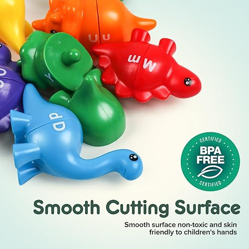 Miniatura 5 de Juguetes de dinosaurio para contar letras a juego con alfabeto ABC de doble cara, aprendizaje preescolar, juguete de motricidad fina en mayúsculas y