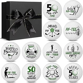 Seenelling 12 Pcs Happy Birthday Golf Ball Funny Christmas Novelty Gift for Dad Mom Coworker Employee Husband Grandpa Golfers Lovers Birthday