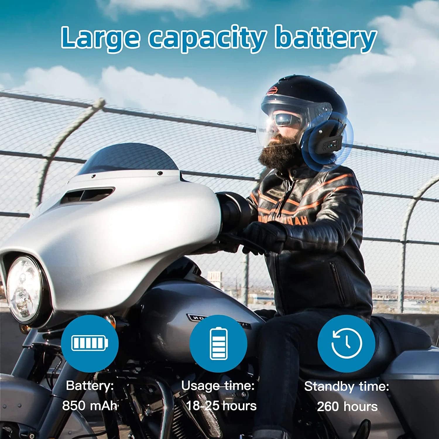 EJEAS V6 Intercom battery life and waterproof rating