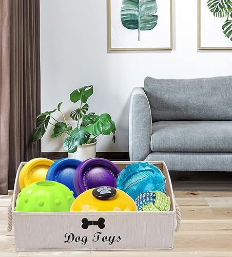 Miniatura 6 de Morezi Contenedor grande de juguetes para perros, cestas de juguetes poco profundas para perros, almacenamiento de juguetes perfecto para sala de
