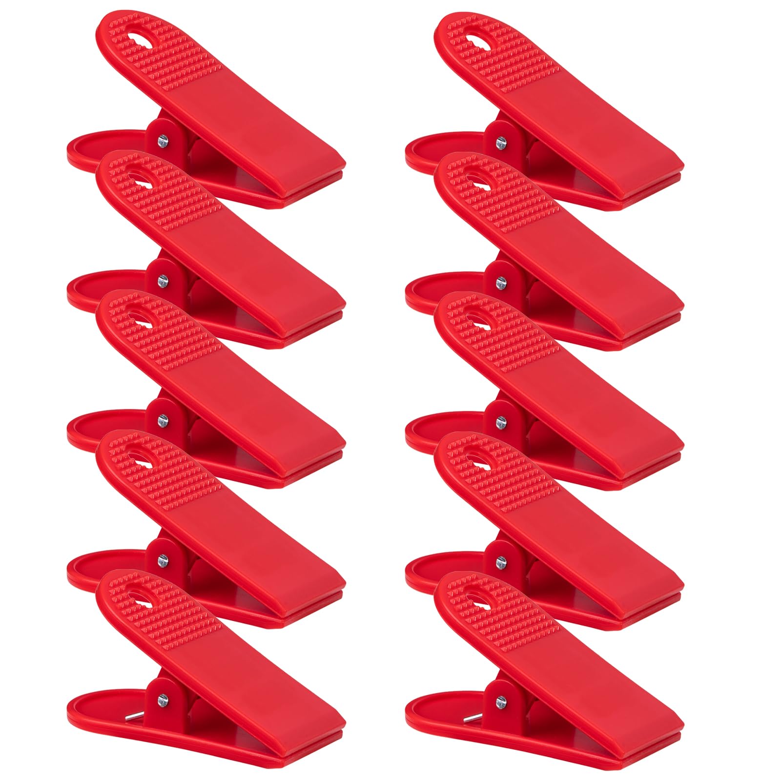 Plastic Clips, Letters Paper Files Binder Clip, 58mm, Office School Kithen Storage Accessories, Strong Spring, Pack of 10 RED