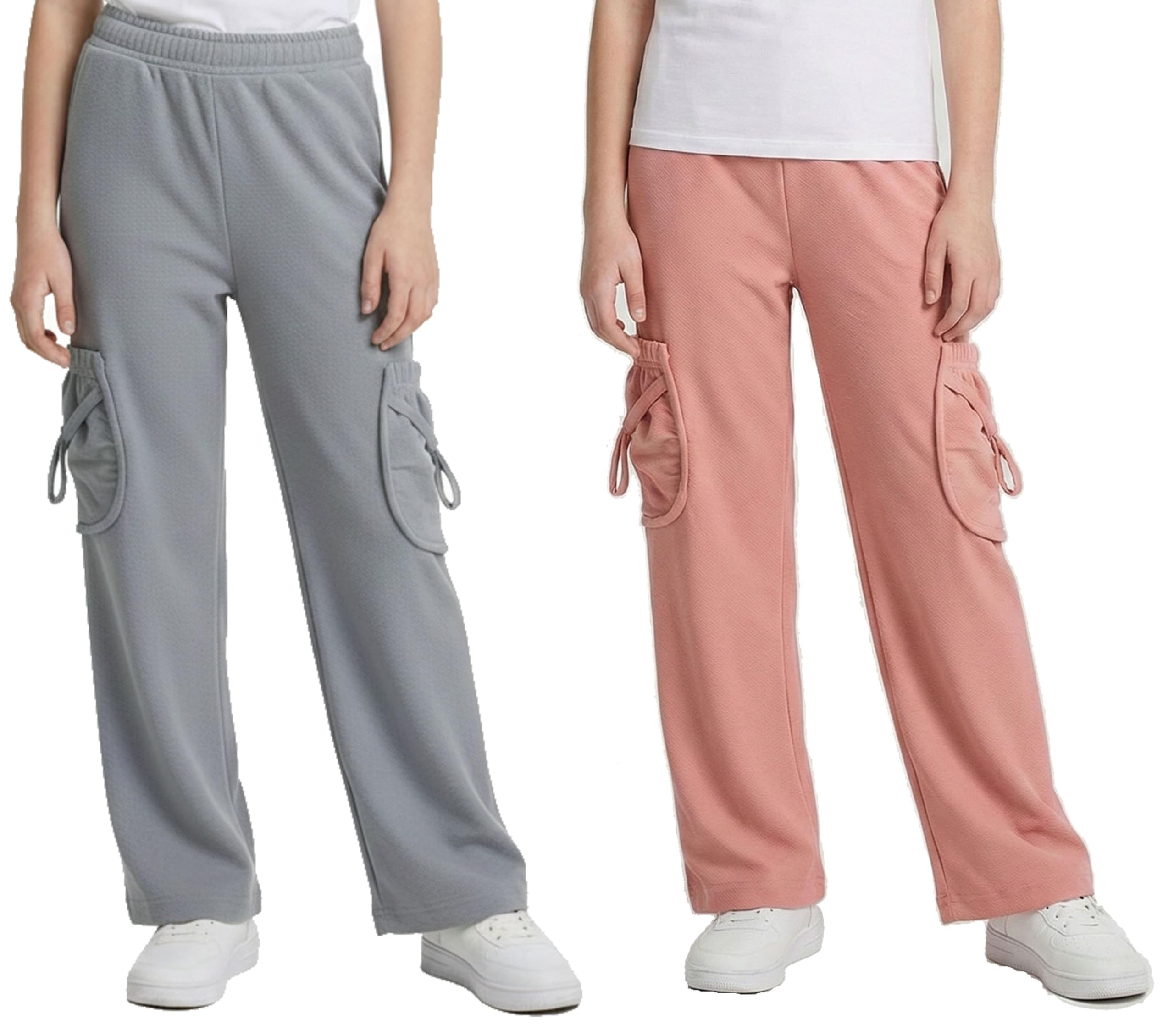 STARLATH Girls Pants and Trousers for Kids, Multicolor Girls Stretchable Trackpants and Lowers Combo (Pack of 2)-image-48
