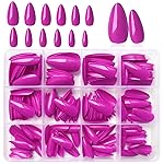 LoveOurHome 240pc Almond Press on Nails Medium Fake Nail Tips Full Cover Lavender Glue on Nails Artificial Fingernail Short Stiletto Nails Press ons False Nail & Adhesive Tabs for Women Girls Kids
