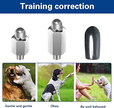 20PCS Extra Contact Points Replacement Part for Dog Training Collars Shock Collar Replacement Prongs with Rubber Tips Silicone Covers for Pet Dog Training Anti Bark Collars Tool, 10 Pairs