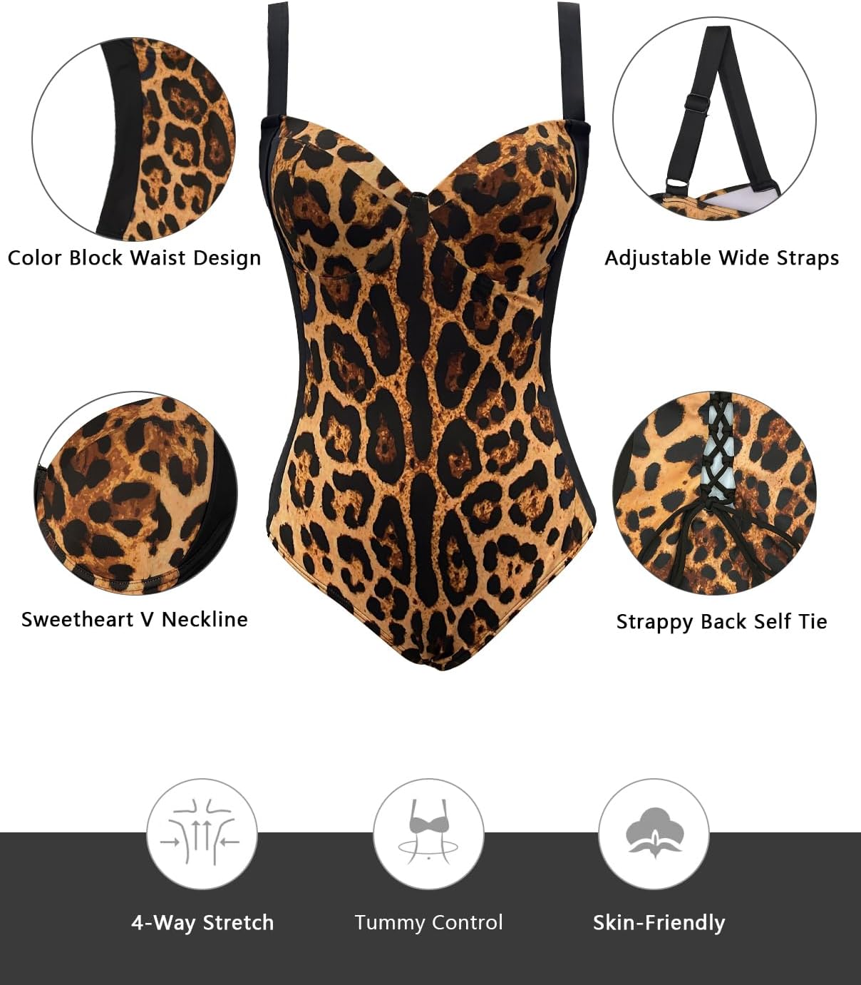 3 in 1 One Piece Swim Dress for Women 2026 Tummy Control Swimsuit with Skirt, Slimming V Neck Bathing Suit Dress