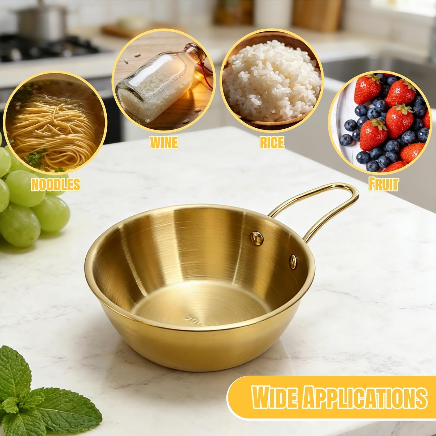 4 Pack 20 Oz Makgeolli Bowls with Handle, Stainless Steel