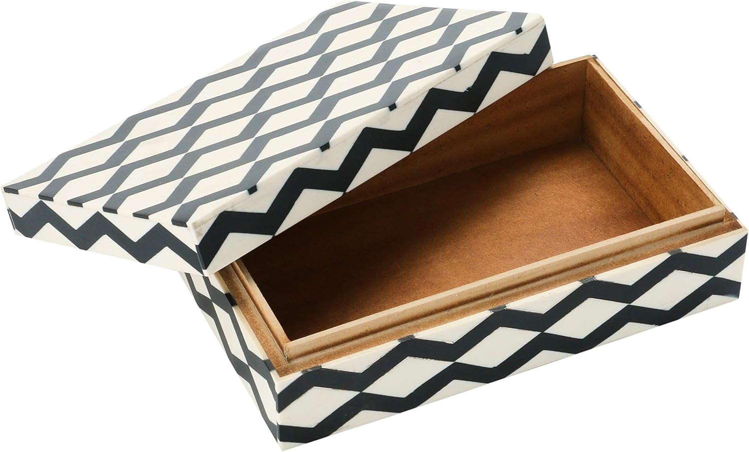 Creative Co-Op Resin & MDF Lid & Pattern Inlay, Black & White Storage Box : Home & Kitchen