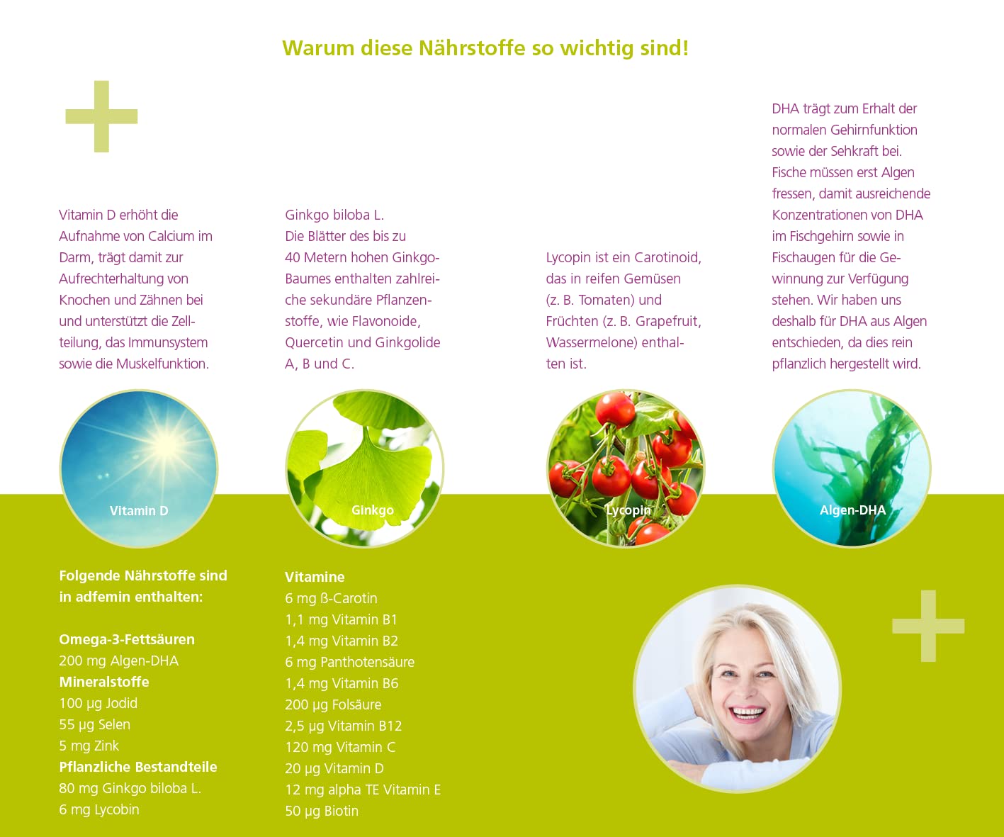 Vitamine für Frauen - Algen-DHA, Ginkgo Biloba, Lycopin & Ratgeber Wechseljahre von Prof. Bühling - Quartalspackung
