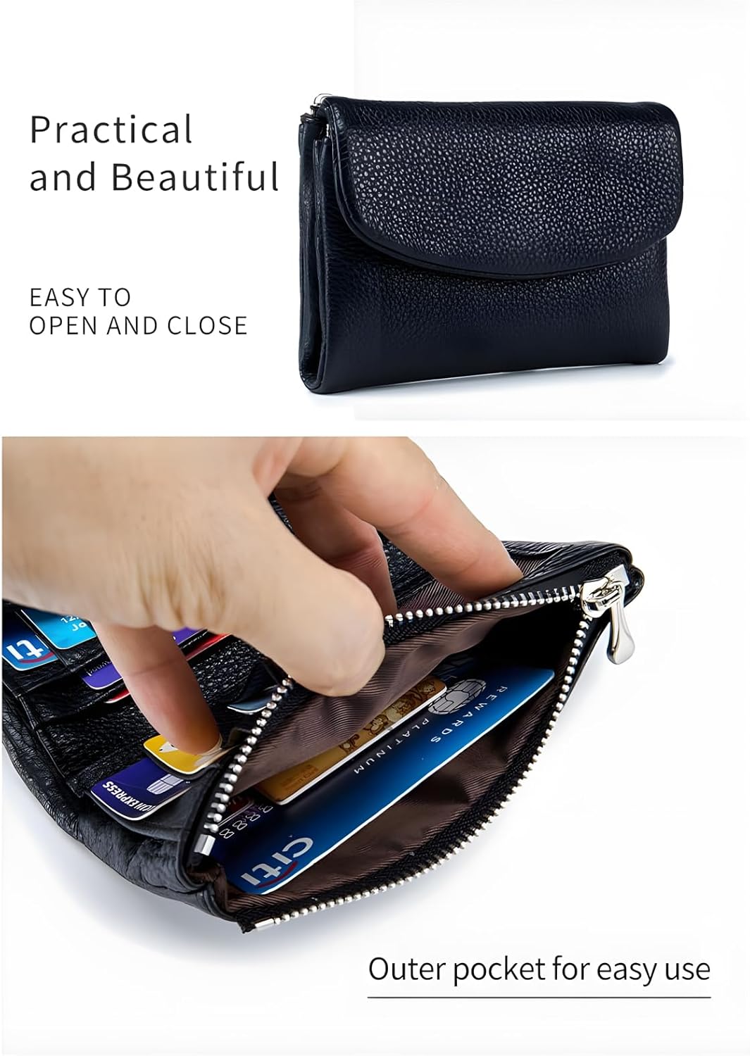 Unisex Pebble Leather Wallet, 5.3In Short Genuine Leather Coin Card Holder, Unisex Clutch Bags, Can Hold Coins, Id Cards - Image 5