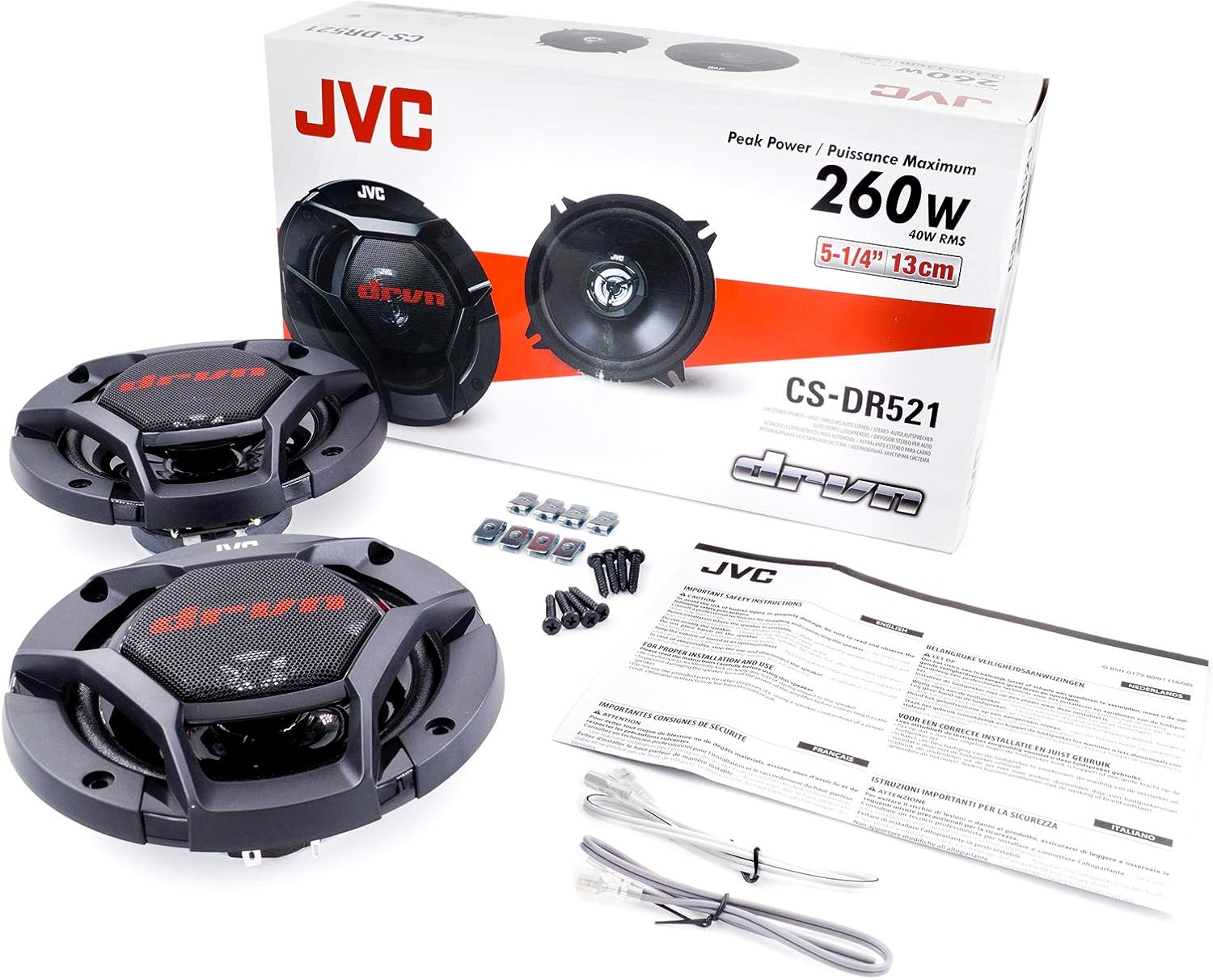 JVC Mobile CS-DR521 drvn DR Series Shallow-Mount Coaxial Speakers (5.25", 260 Watts Max, 2 Way)